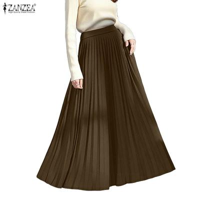 Dámské ležérní, elastický pas, jednobarevné volné dlouhé sukně