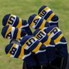 9Pcs Golf Head Headcover Set Knitted Fabric Golf Iron Head Covers Golf Wedges Cover with Big Numbers for Golf Club Head