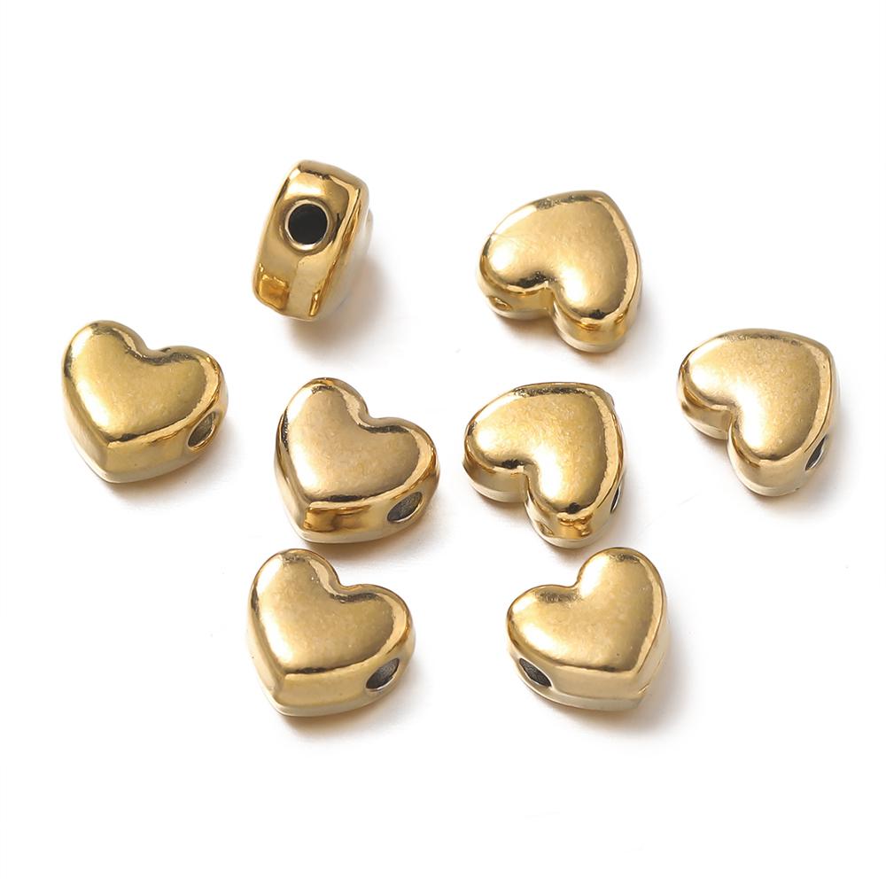 10Pcs/Pack Stainless Steel Various Shape Gold Steel Color Texture Spacer Beads for DIY Bracelet Jewelry Making Accessories