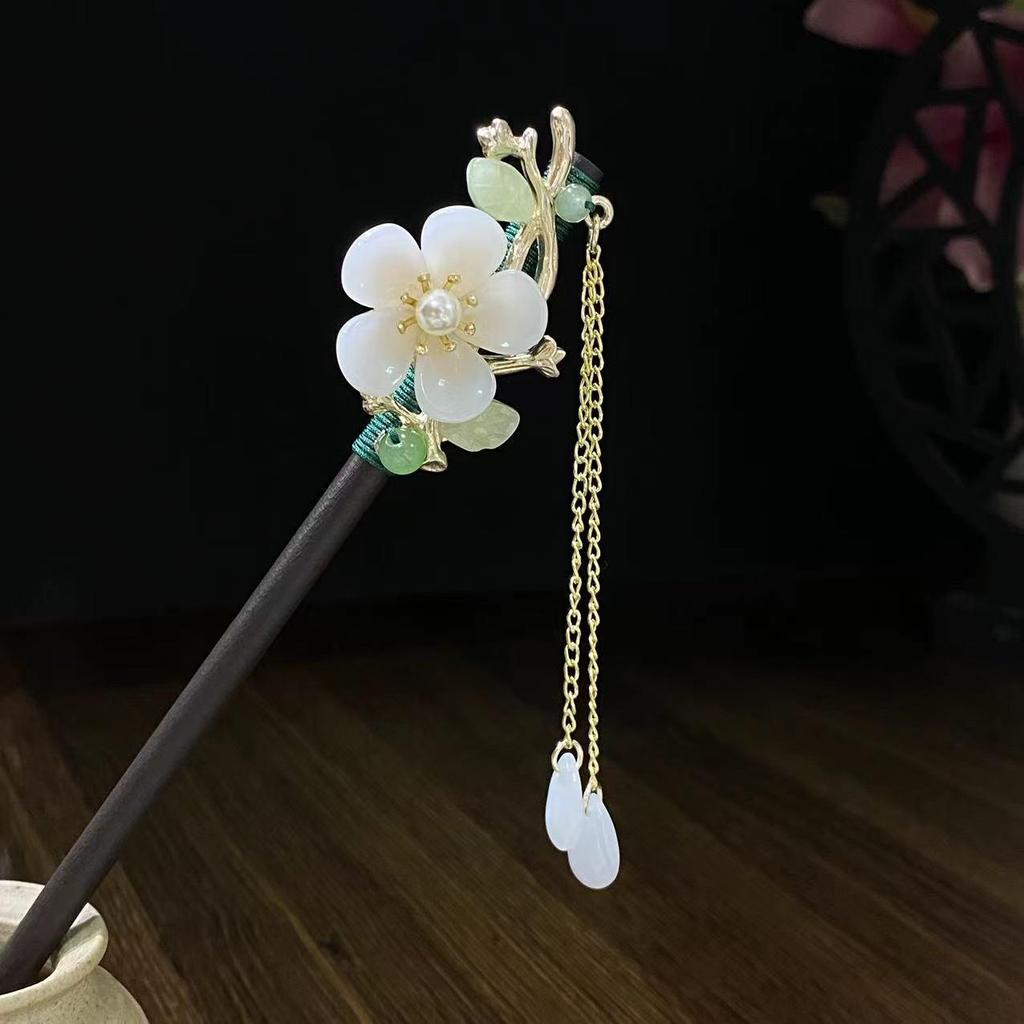 Grampo de Cabelo com Borla de Sândalo de Alta Qualidade para Penteados Updo de Hanfu Cheongsam