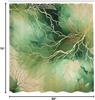 Rideau de douche Feuille Aquarelle Verte avec Nervures Dorées et Design Nature Abstrait Tissu Résistant à l'Eau Salle de Bain Bohème Moderne