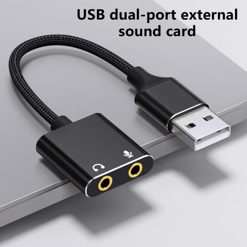 2-Hole USB Sound Card Adapter for Headphone & Microphone Enhancing Sound Experience for P4 PC Computer & Laptops