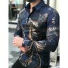 Men's Vintage 3D Printed Long Sleeve Button Down Shirts Turn Collar Casual Streetwear Hawaiian Beach Camisa Masculina Blouse