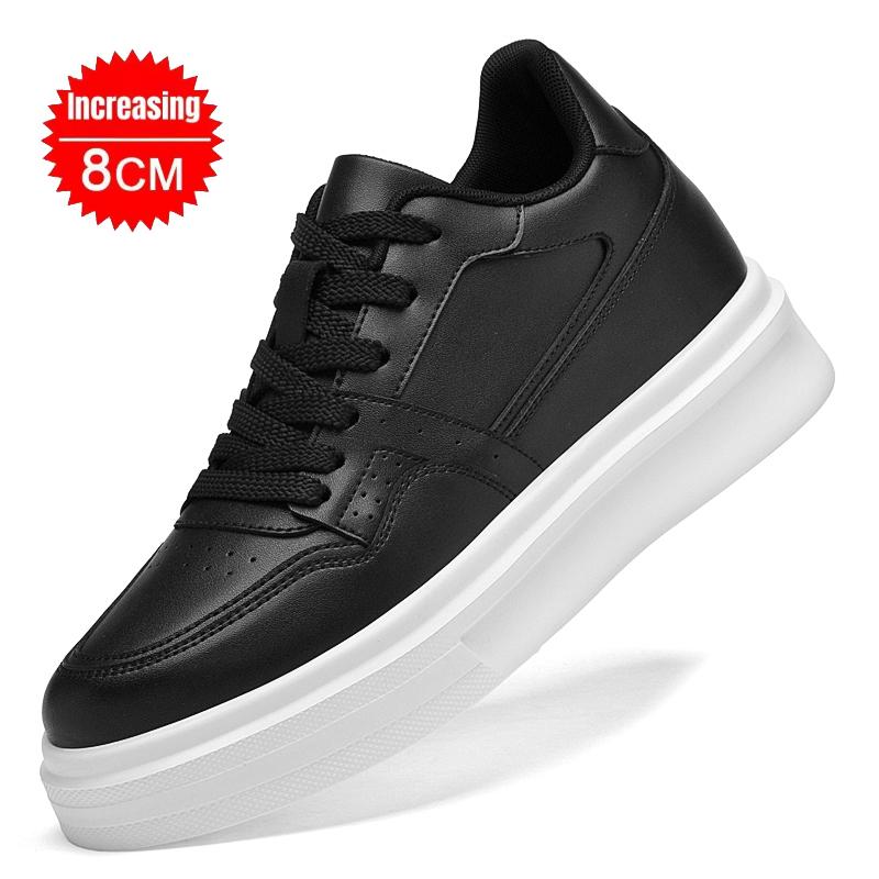6cm 8cm Platform Elevator Shoes Men Lifting Board Shoes White Height-Increasing Flat Sneakers Height Increase Board Casual Shoes