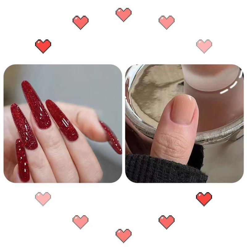 Wine Red Glitter Peel-Off Nail Polish - Long-Lasting Shiny Crystal Burst, 2026 New Internet Celebrity Favorite