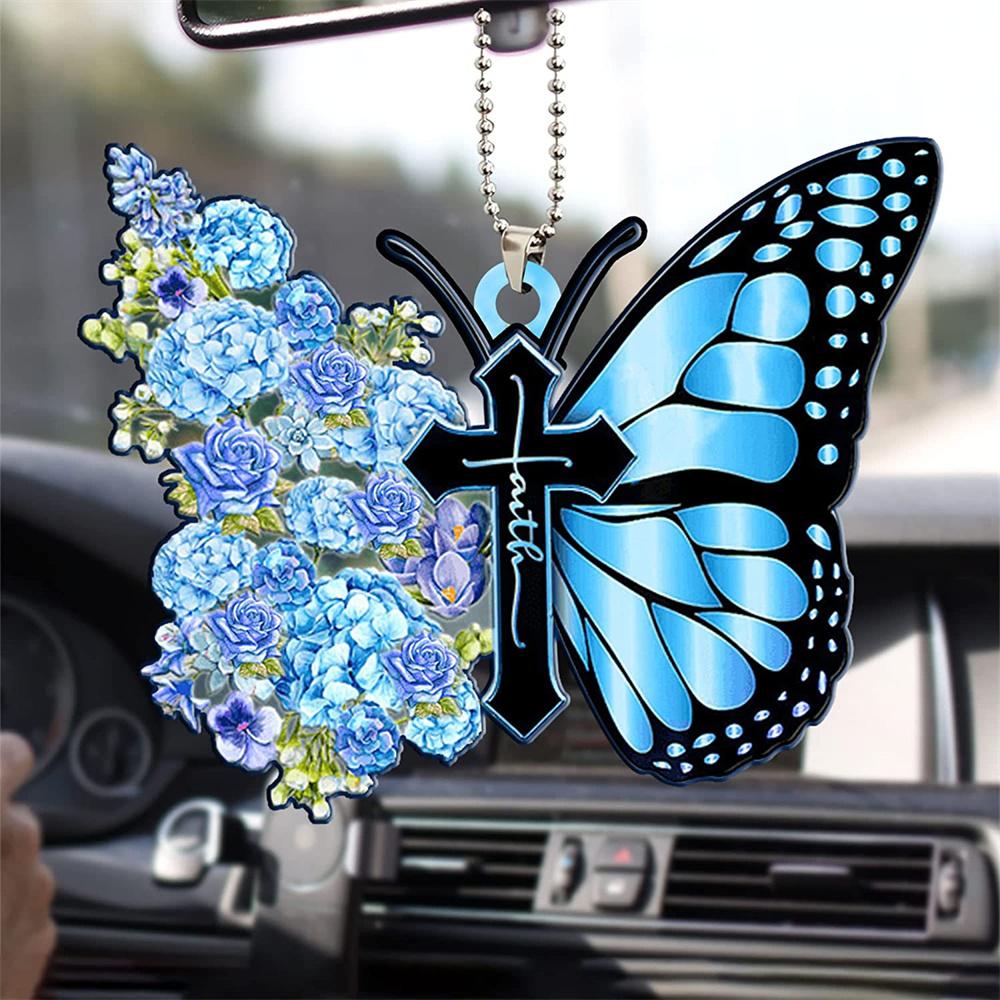 Car Pendant Stylish Personalized Style Car Interior Accessories Butterfly Cross Shape Design Widget Creative Do Not Fade Durable