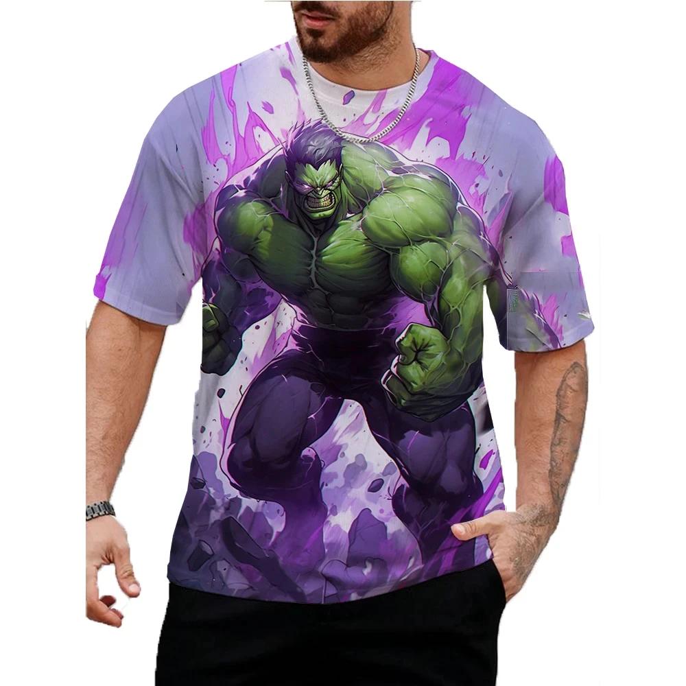 Marvel Hulk Print T-Shirt Für Männer Sommer Cartoon Tops T-Shirts Männlich Lässig Stilvoll Kurzarm Kleidung Mode Trendig Streetwear