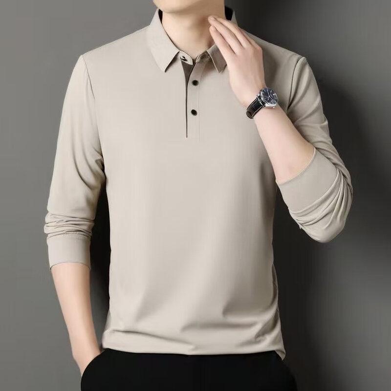 Men's Business Casual Long Sleeve Polo Shirt