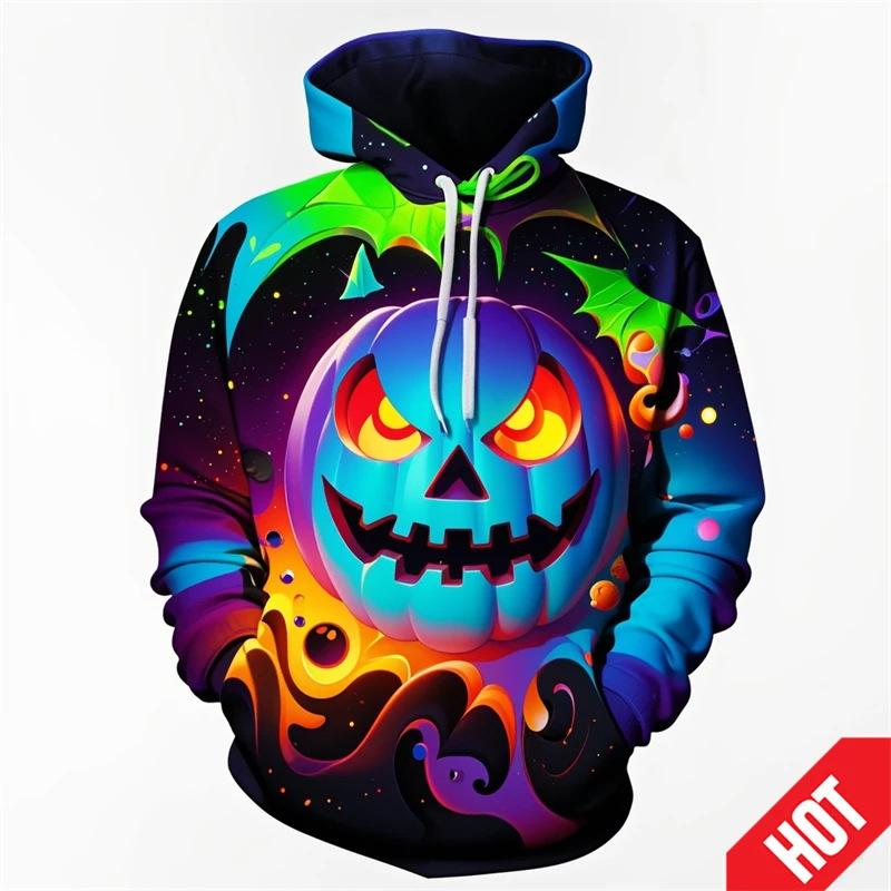 Autumn 3D Fun Pumpkin Pattern Printed Hoodies Fashionable Casual Sports Long Sleeved Men's Hooded Sweatshirts