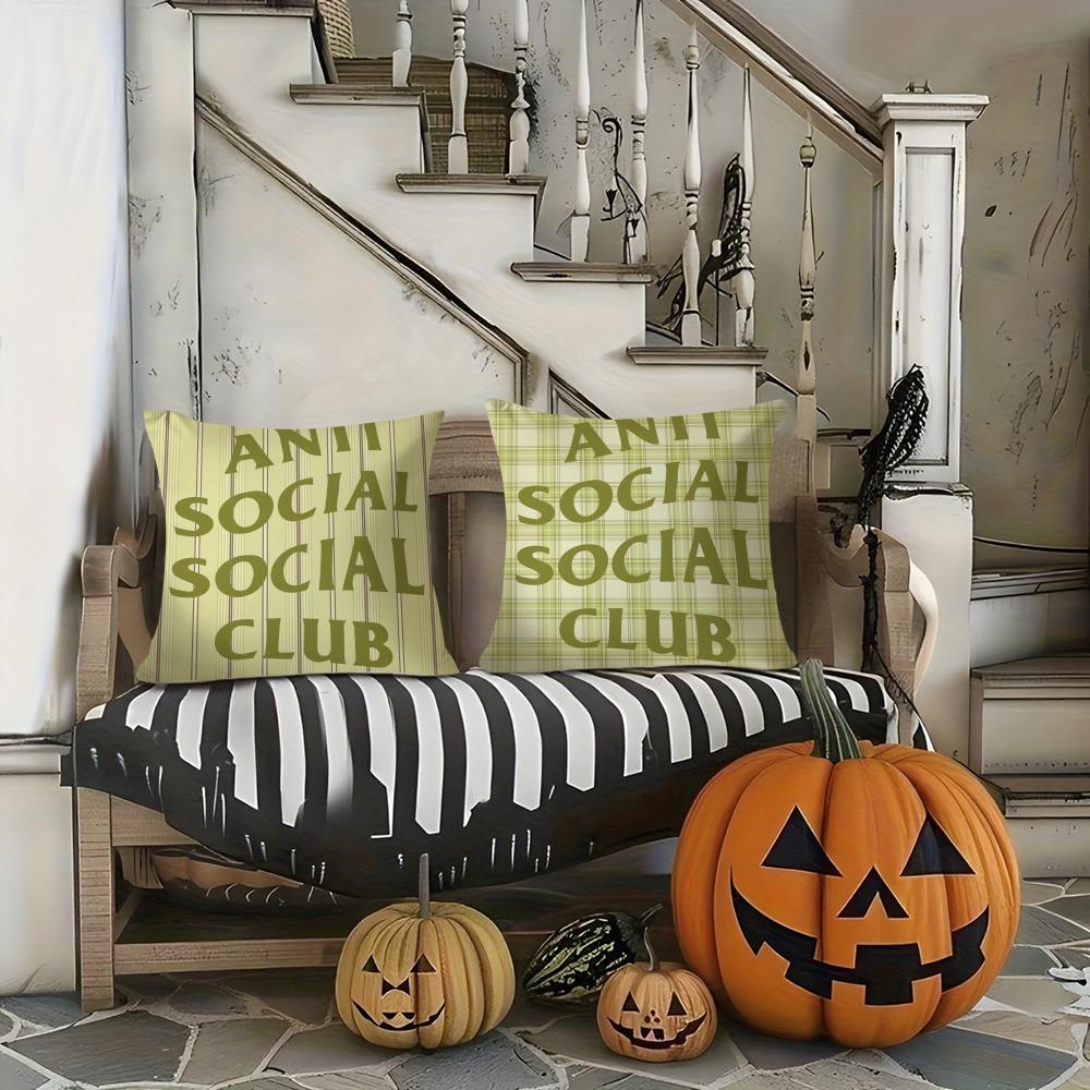 Cool A-Anti Social Social Club Pillow Case Printing Pillowcase Living Room Sofa Cushion Cover Bedroom Room Decor