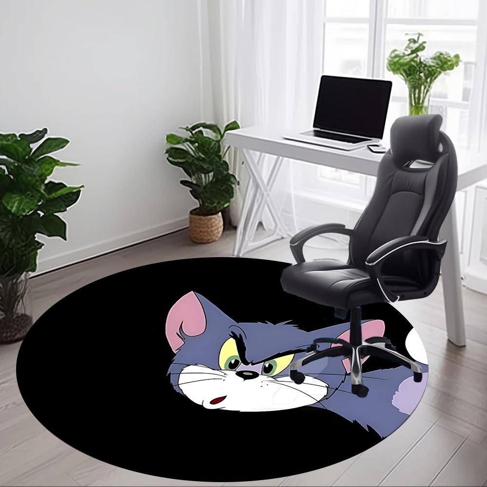 1PC Tom Cat Office Round Rug, Non-slip, Soft and Durable Office Rug for Interior Decoration, Perfect for Office Yy250915159