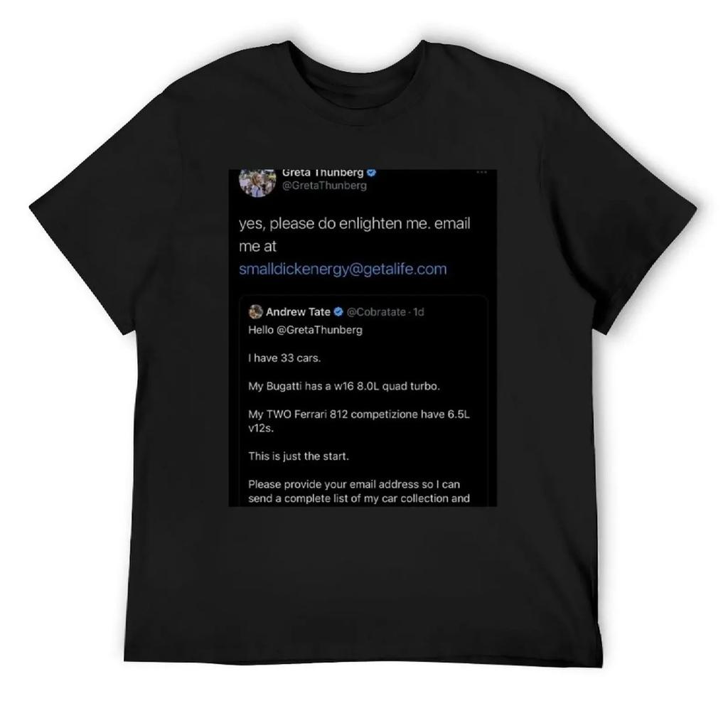 Andrew Tate Gets Roasted By Greta Thunberg T-Shirt sublime custom t shirt oversized heavyweight t shirts for men