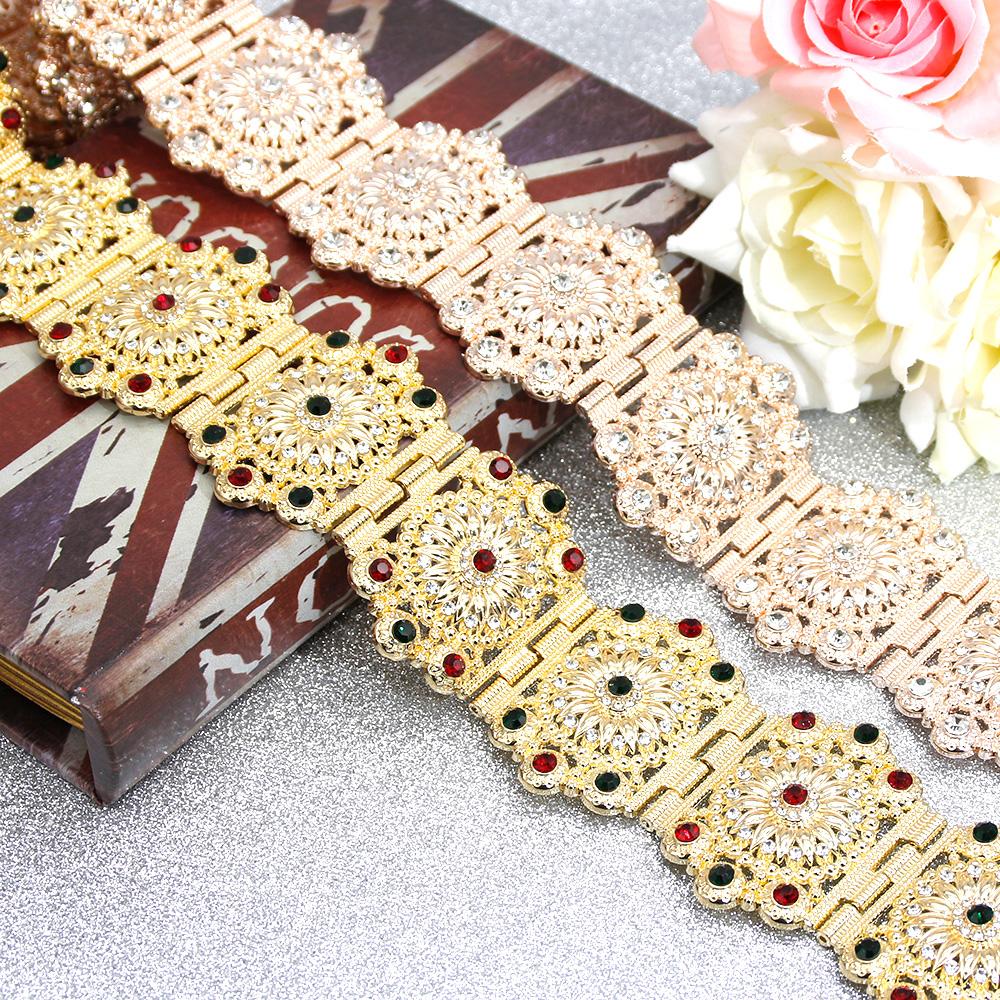 Gold Color Belt Wedding Jewelry Full Rhinestone Metal Waist Chain Bridal Bijoux Gift