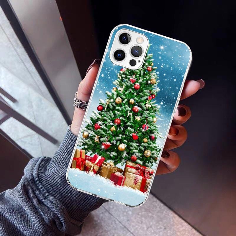 

Merry Christmas Tree Snow Phone Case For iPhone 17 Air 11 13 Mini 14 15 Plus 16 12 Pro Max 16E SE 7 8 Pattern Soft TPU Back Cove iPhone 12 Pro Max