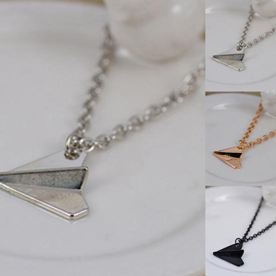 Men's Xmas Gift Jewelry Paper Plane Airplane Pendant Chain Charm Necklace