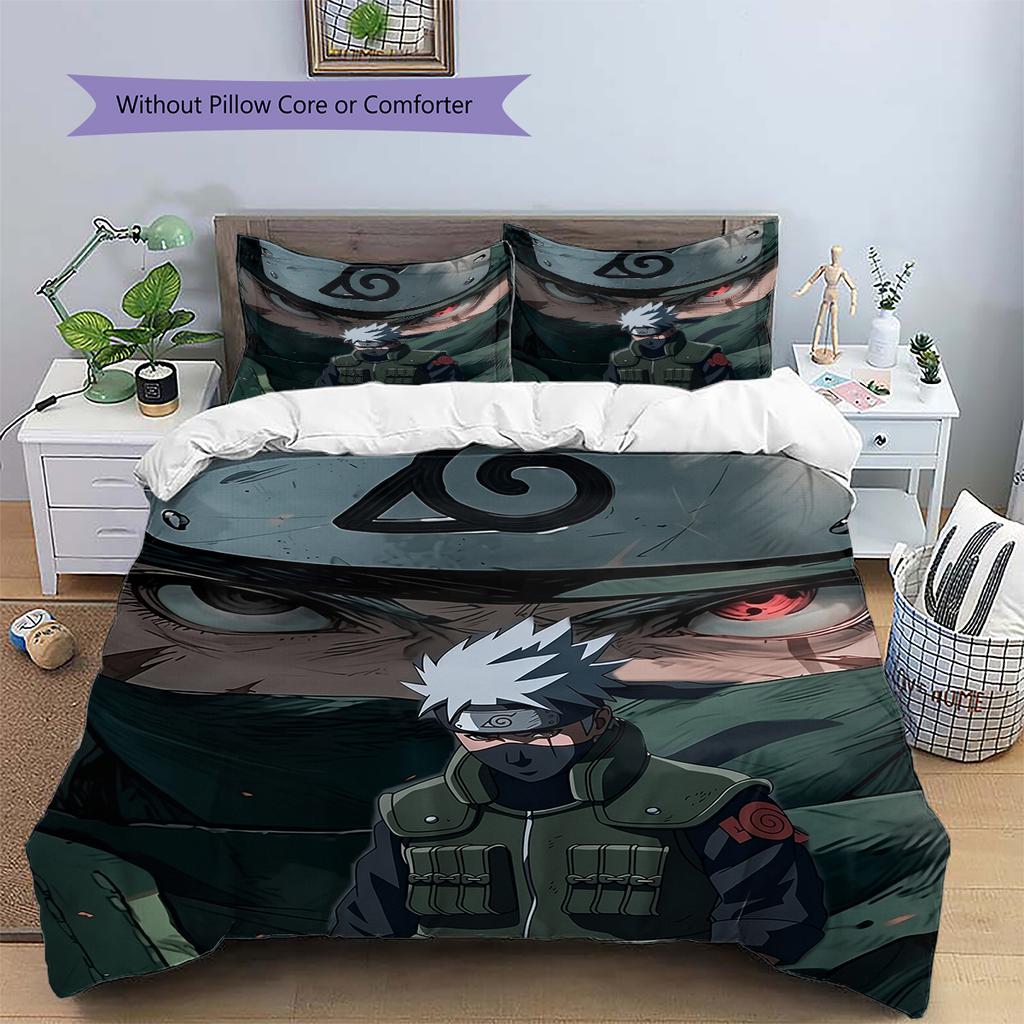 Hatake Kakashi Anime Pattern Bedding Home Decoration Birthday Gift (1 * duvet cover + 2 * pillowcase, without core)