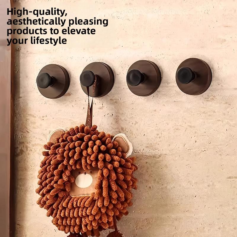 Walnut Wood Pattern Suction Cup Knob Hook for Bathroom and Kitchen Wall-mounted Storage Rack Without Drilling Clothes Hanger Hanging Frame