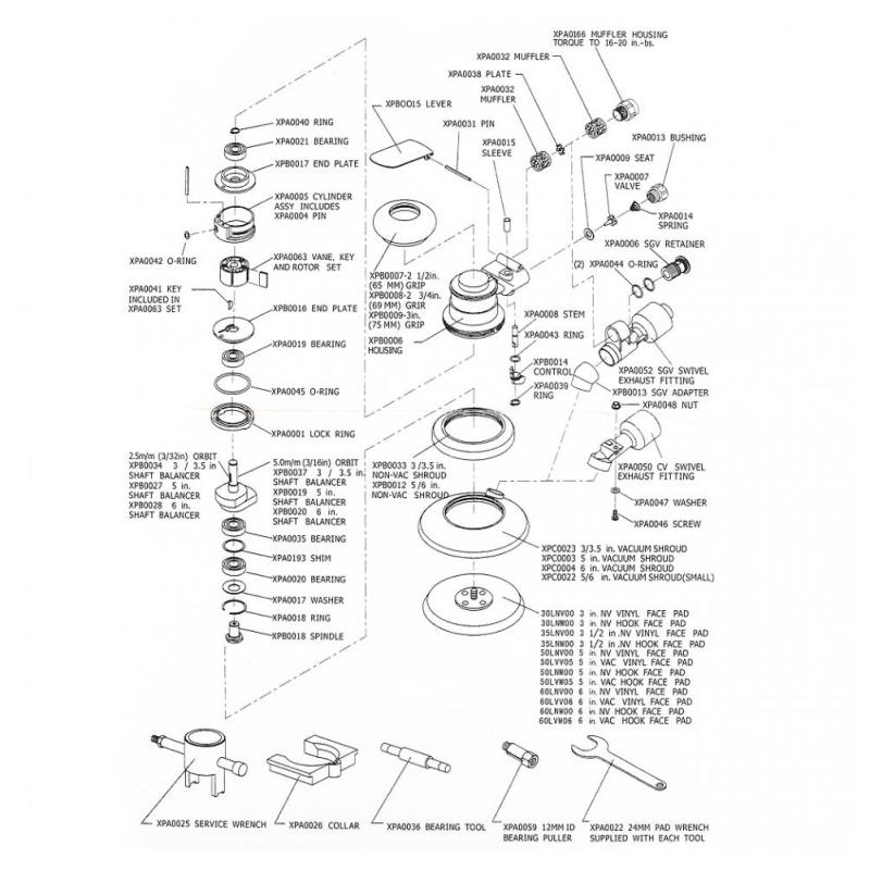 5-Zoll-Luftschleifer mit runder, pneumatischer, nicht vakuummatter Oberfläche und Exzenterschleifer, poliert
