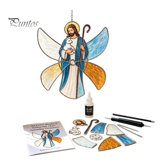 Relaxing Handcraft Gifts Christian Suncatcher DIY Kit, Stained Glass Style Religious Sun Catcher, Spiritual Home Decoration Crafts Iridescent Hanging
