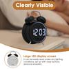 Digital Twin Bell Loud Alarm Clock Metal Frame 3D Dial with Backlight Battery Operate Desk Table Alarm Clock For Home and Office