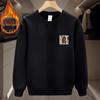 Men's American Print Fleece-Lined Sweatshirt - Loose Fit, Thick, Casual Crew Neck, Trendy Long Sleeve Top