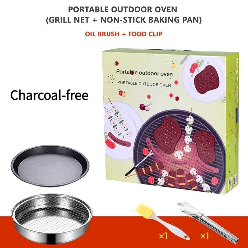Outdoor Family Dinner Disposable Picnic Portable Barbecue Grill with Plate Clip and Oil Brush Barbecue Plate Without Charcoal