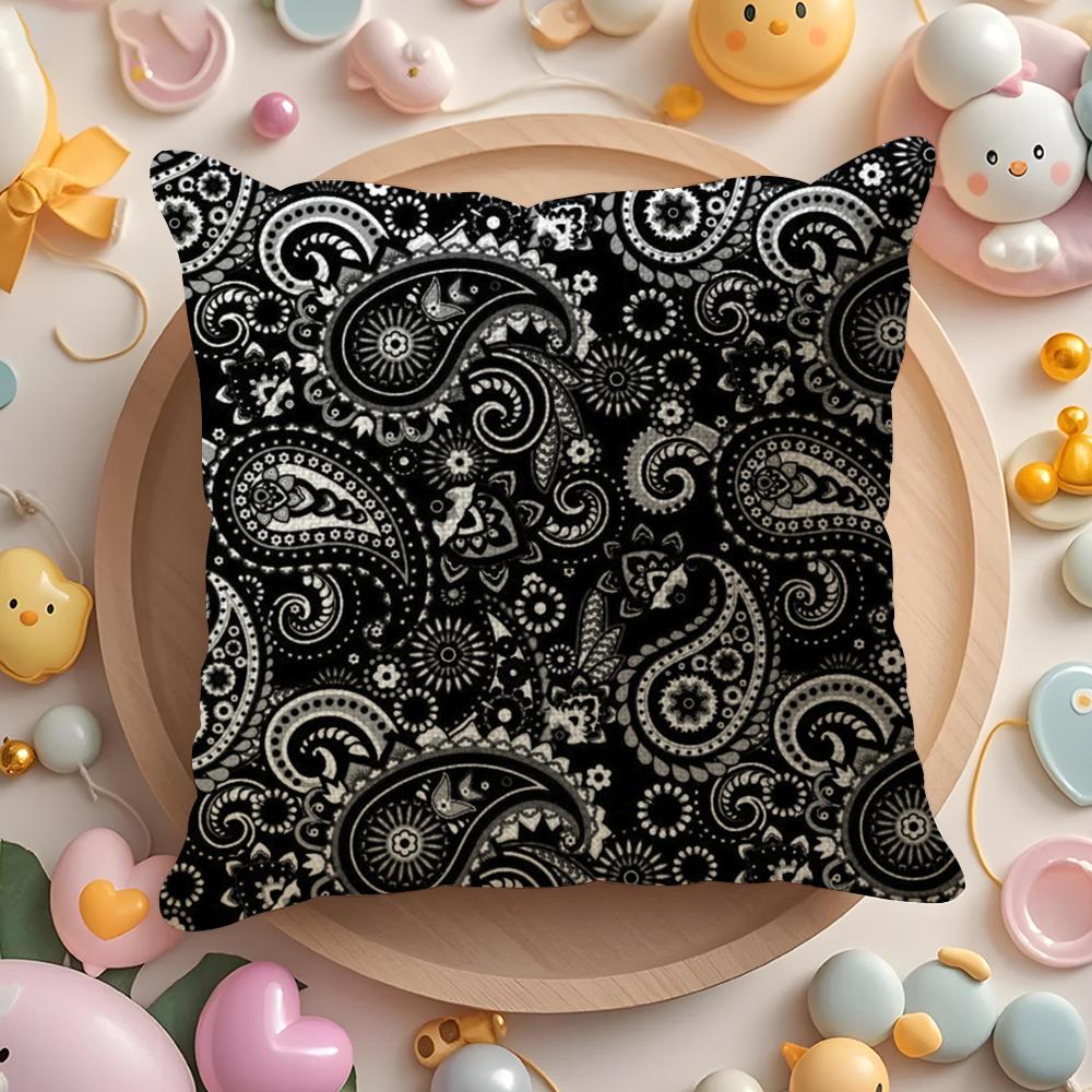 Painted Design P-Paisleys Cushion Cover Natural Linen Organic Fabric Double-Sided Printing Sofa Home Decor Gift Pillow Case