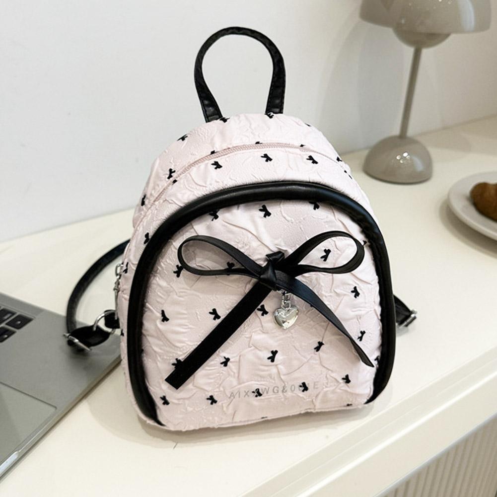 Fashion Bow Women's backpacks Cute pink sweet Bow Print Handbag Shoulder Bag Trendy Commuting Bag Student Schoolbag Gift