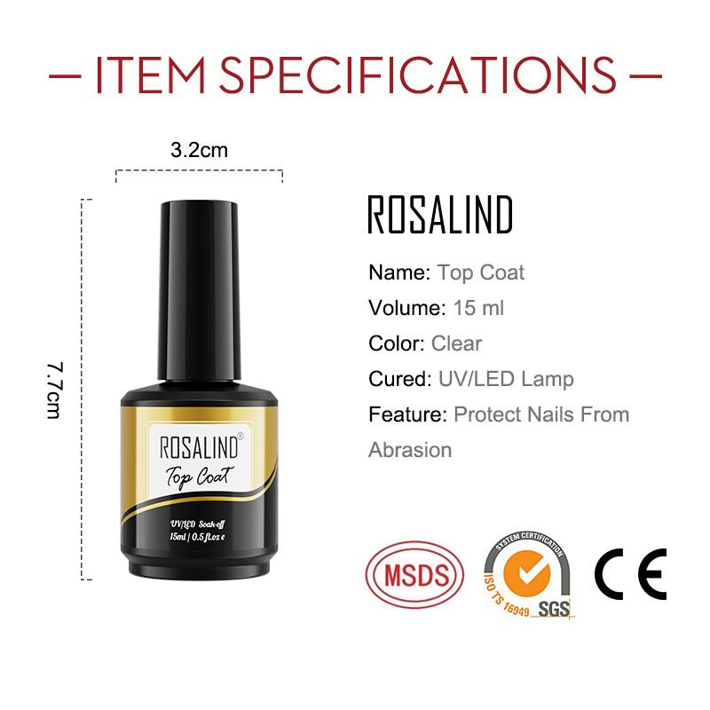 ROSALIND 15ml Gel-Nagellack-Set, Basis- und Decklack, benötigt LED-Lampe