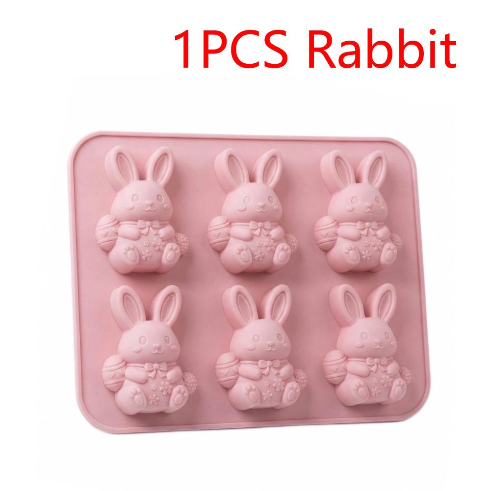 Silicone Easter Casting Moulds Soft Elasticity Silicone Easter Plaster Mould 6 Cavities for Handmade Wax Soap Craft Home Decor