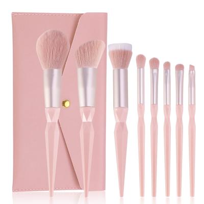 ENZO KEN Make-up-Pinsel-Set aus rosa Harz mit Reisetasche in Diamantform, Sanduhrform, bunt, vegan, für Gesicht, Lidschatten, Konturen, Verblenden, komplettes Pinsel-Set