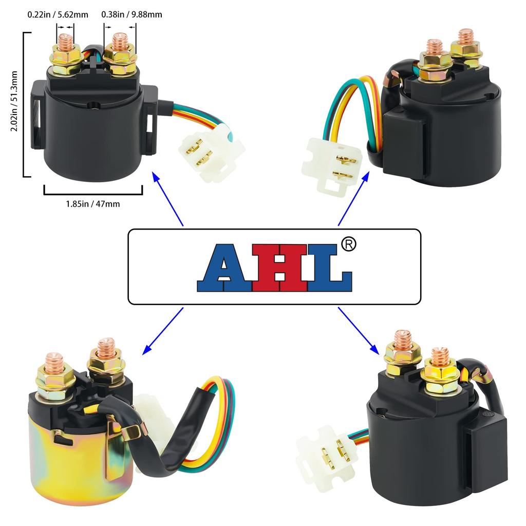 AHL Motorcycle Starter Relay Compatible with Starter Relay Part - 3AY-81940-00, 3MW-81940-00, 3MW-81940-01, 35850-HC4-000, 3JN-82310-01-00 - -