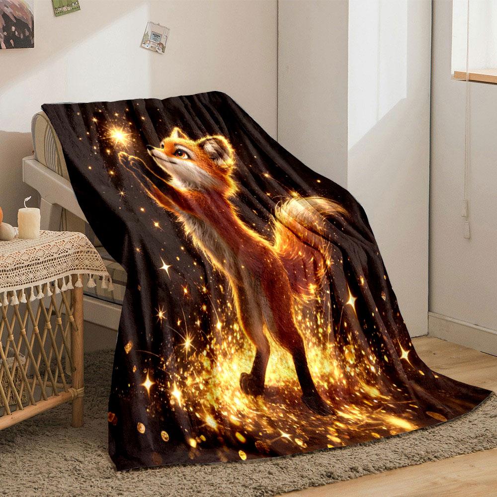 6 Styles A Fox Under A Dreamy Starry Sky Print Warm Comfortable Blanket Home Travel Camping for Adults and Kids Luxury Gifts