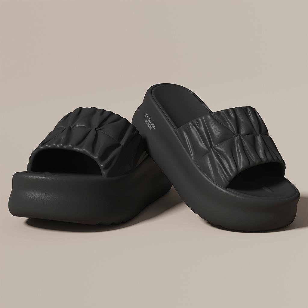 Women's Platform Slippers Summer Thick-Soled Solid Color Soft-Soled Sandals Round Toe Comfortable Casual Outfits With Soft Sole For Daily Errands