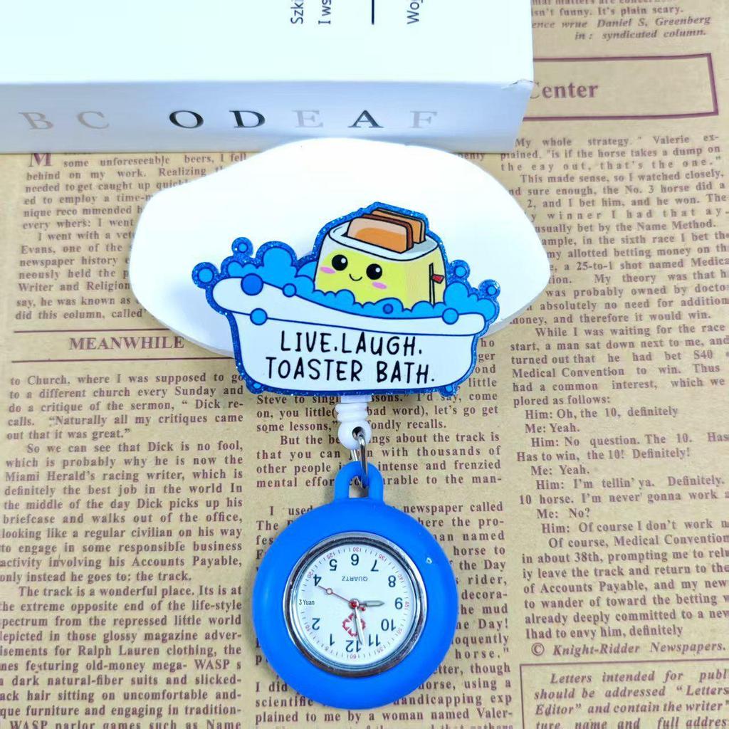 Shiny Cartoon Nurse & Doctor Badge Reel with Retractable PVC Pocket Watch Clip
