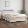 Vidaxl Continental Bed with Mattress, Cream, 140X200 Cm, Fabric