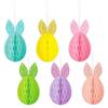 6Pcs Easter Party Decorations Rabbit Eggs Hanging Ornament With Strings For Wall Home Classroom Activities