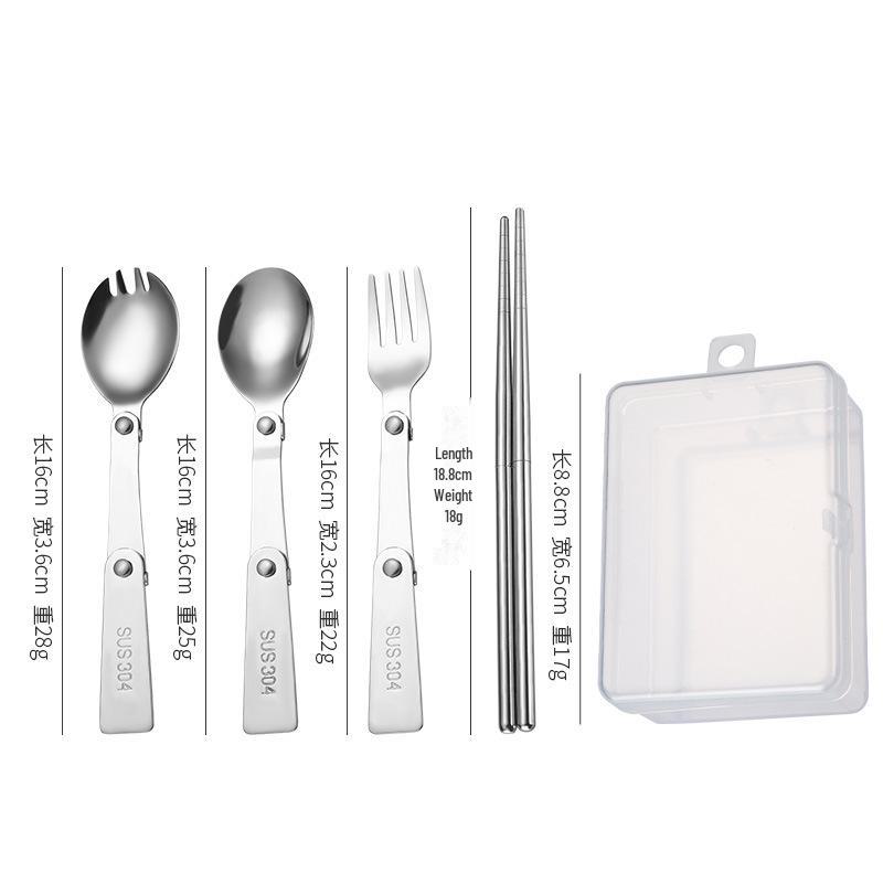 Compact Folding Stainless Steel Tableware Set: Portable Spoon for Students, Work, Outdoor, and Camping