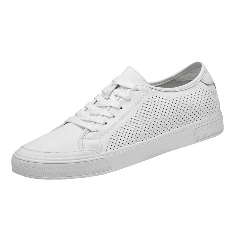 Fashion 2025 New Men Genuine Leather Vulcanized Shoes Brand Casual Leather Hollow Out Walking Shoes Italian Handmade Designer Sneakers