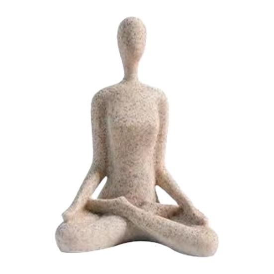 Zen Yoga Sculpture, Sandstone Textured Resin Meditation Figurine, Abstract Yoga Pose Decor for Living Room & Bookself, Home Accessories Gift Small C