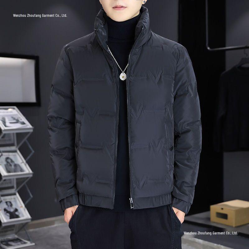 Men's Warm Down Jacket - New Style, Letter Pattern, Stand Collar, Versatile, Trendy, Lightweight Winter Fashion.