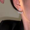Elegant Zircon Wheat Leaf Stud Earrings: Silver Needle, Versatile Convertible Style, Exquisite Design