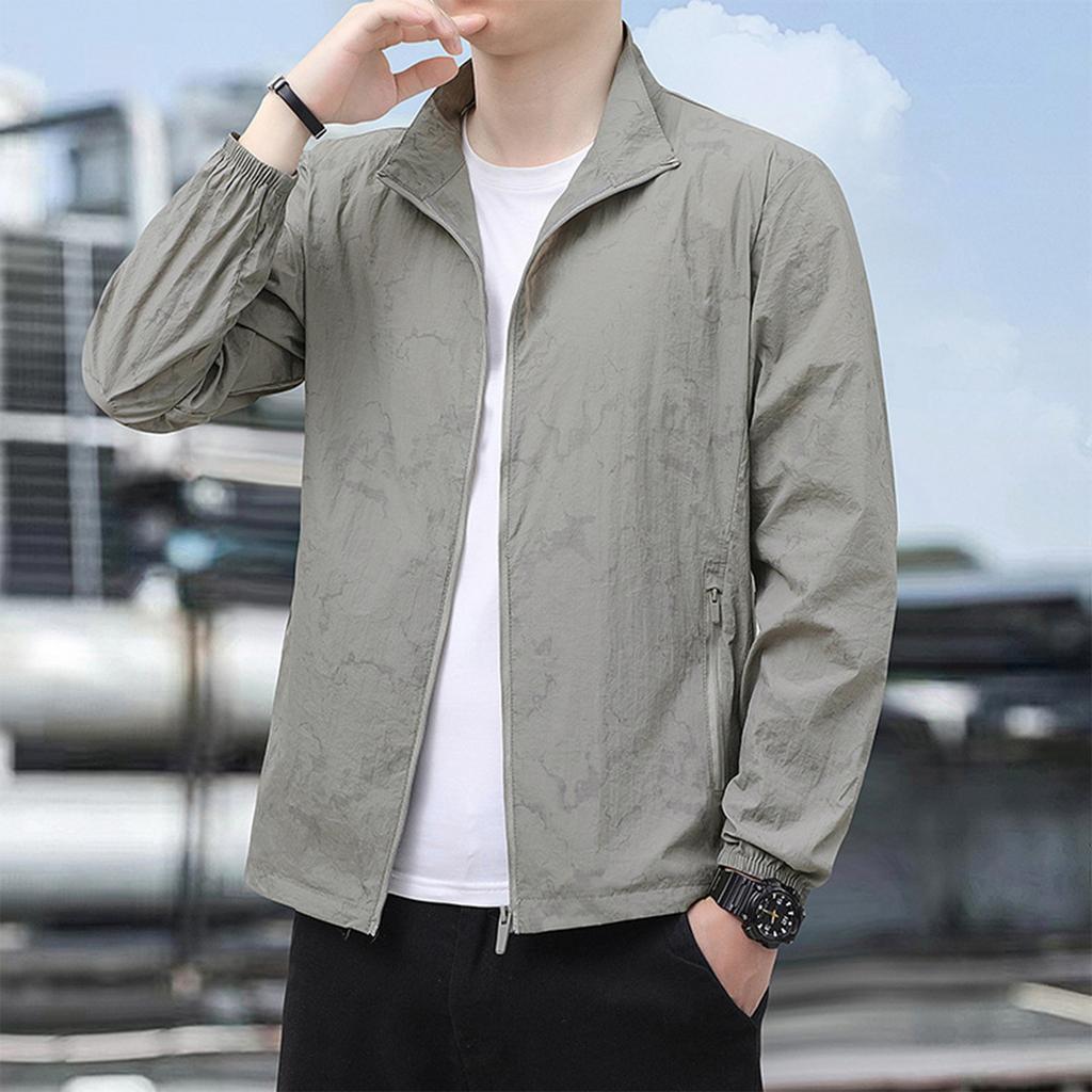 Men's Summer Light And Solid Color Outdoor Loose Large-sized Sun-protective Clothing, Waterproof Windbreaker Jacket