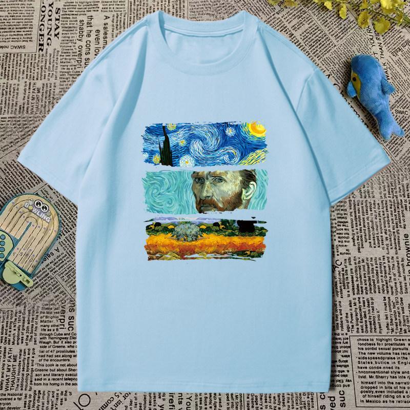 2026 Summer Children's T-Shirt Van Gogh Starry Night Print Parent-Child