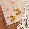 Fashion Light Luxury Irregular Titanium Steel 18K Winding Pearl C-Shaped Earrings Retro High-End Versatile Earrings