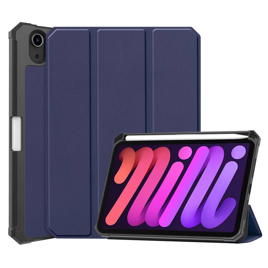 Case for iPad Mini 7 6 8.3'' with Pencil Holder-[Tri-fold Stand + Auto Wake/Sleep],Premium PU Leather Case Shockproof Hard Shell