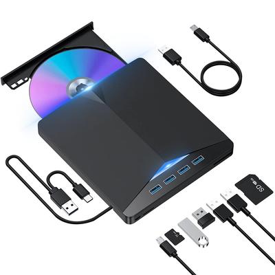 CD DVD Laufwerk Extern 2025 1 Einheit Verbindung Slim kompatibler Port enthalten Kompatibel mit Windows OS DR.TREE Mehrzweck USB3.0 & Typ-C Lesen/Schreiben