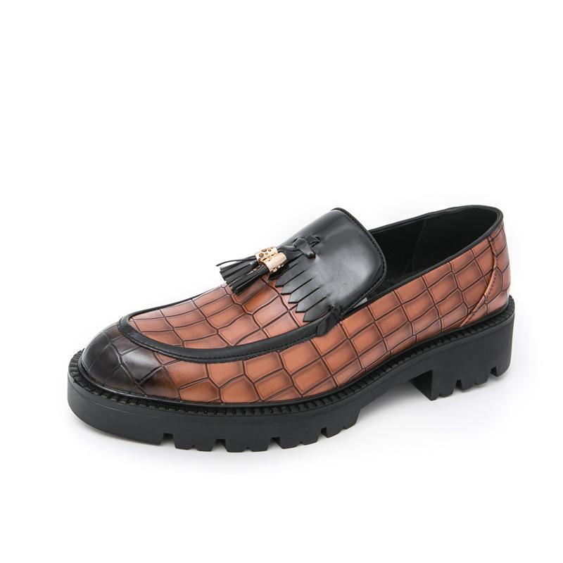 

Модная мужская кожаная обувь, увеличивающая рост, с кисточками, классического стиля, для вечеринки в ночном клубе, для красивого парикмахера, лоферы для отдыха и бизнеса, черные 45 коричневый