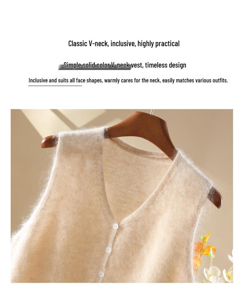 Women's Cashmere Wool Purple Knit Vest - New Autumn/Winter 2026 Design, Warm Sleeveless Top