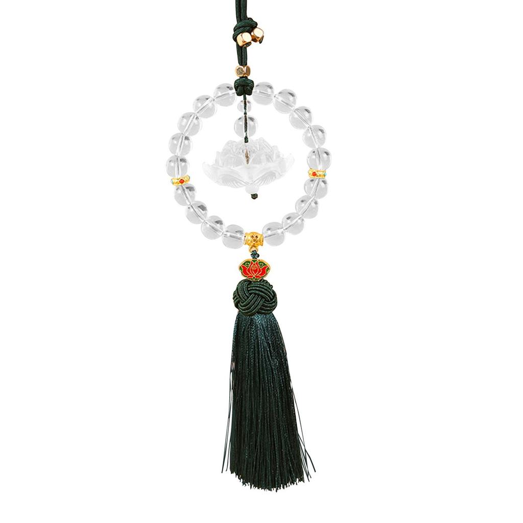 Glass Lotus Rear View Mirror Hanging Car Charm Pendant Decorative Accessories for Car Home Bedroom Office Blessing